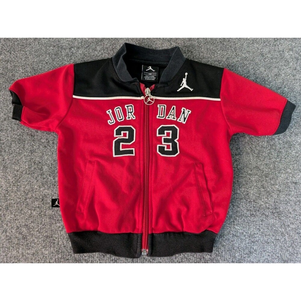 Air Jordan 23 Baby Boys Size 24 Months Short Sleeve Track Jacket Full Zip Red